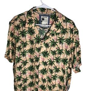 Free Planet Flamingo Palm Tree Button Up Shirt Men’s Size XL